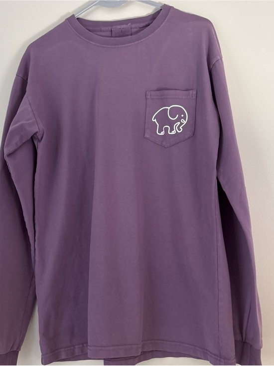 ivory ella Tops - ivory ella Purple Long Sleeve Pocket Tee with White Elephant